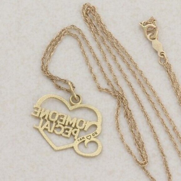 14k Yellow Gold Someone Special Heart Necklace 18" Chain - Picture 7 of 8